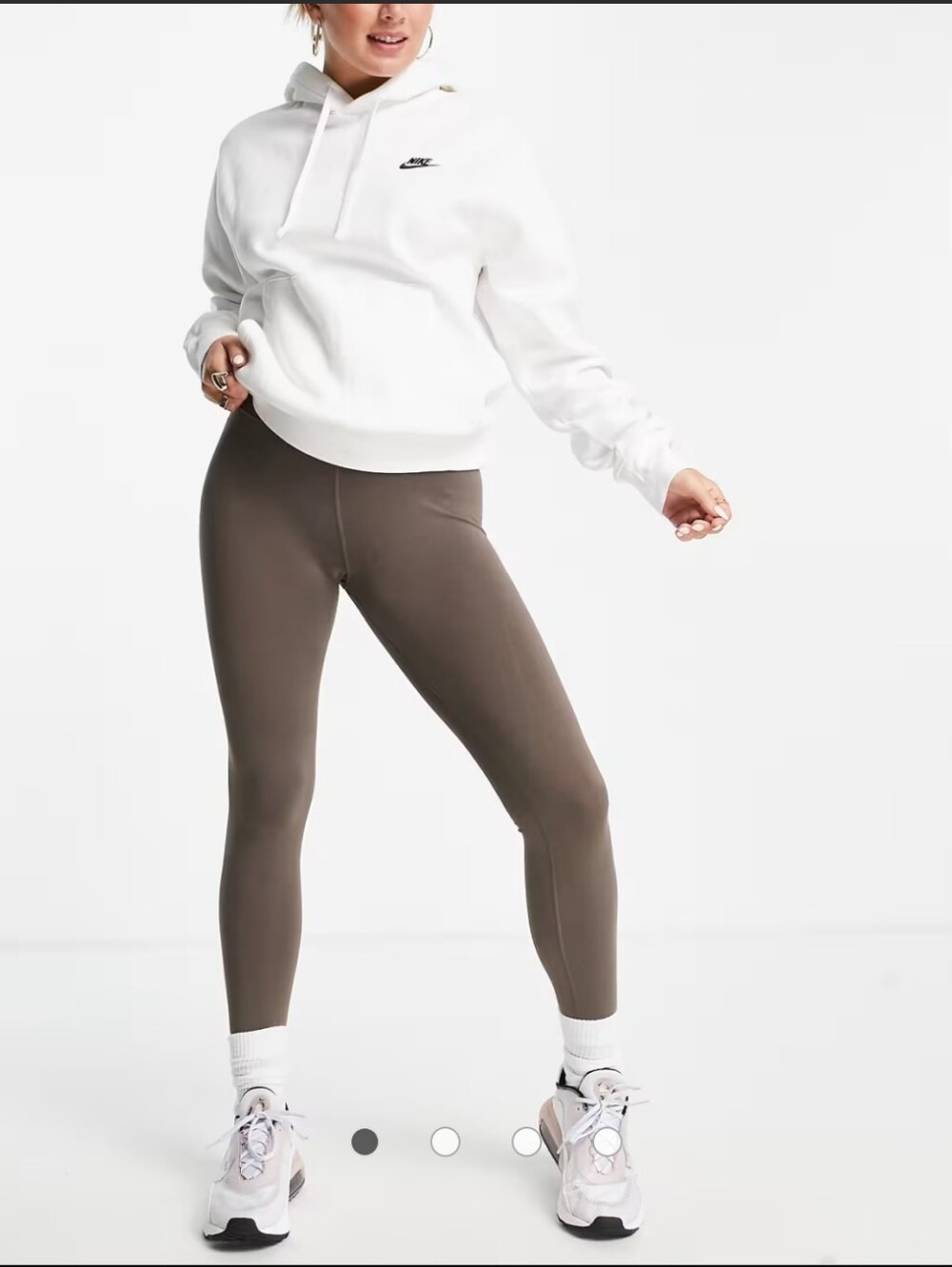 Nike One Faux Leather 7/8 Leggings in Taupe